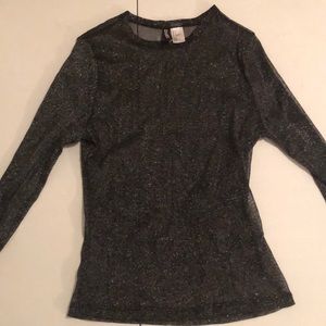 Black sparkly mesh long sleeve